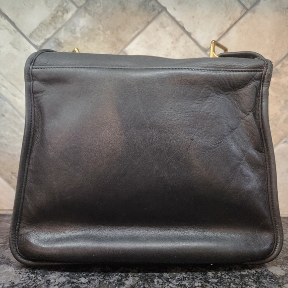 Vintage COACH Stewardess 9525 Brass Black Leather Crossbody Bag Costa Rica - Picture 3 of 16
